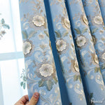 Luxury Curtain ANVIGE Pastoral Blue Flowers Embroidered Customized Curtains Luxury Valance,Blackout and Sheer Window Curtain With Grommet Top,52''Wx84''L,1 Panel roman shades roman blinds curtains window treatment window shade window blind customized roman shades curtain drapes curtains for living room