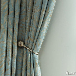 Pastoral Curtain ANVIGE Pastoral Blue Leaves Jacquard ,Grommet Window Curtain Blackout Curtains For Living Room,52''Wx63''L,1 Panel roman shades roman blinds curtains window treatment window shade window blind customized roman shades curtain drapes curtains for living room