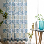 Pastoral Curtain ANVIGE Pastoral Blue Leaves Printed Curtains,Grommet Window Curtain Blackout Curtains For Living Room,52''Wx63''L,1 Panel roman shades roman blinds curtains window treatment window shade window blind customized roman shades curtain drapes curtains for living room