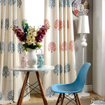 Pastoral Curtain ANVIGE Pastoral Cotton Linen Blue and Red Trees Embroidered,Grommet Window Curtain Blackout Curtains For Living Room,52''Wx63''L,1 Panel roman shades roman blinds curtains window treatment window shade window blind customized roman shades curtain drapes curtains for living room