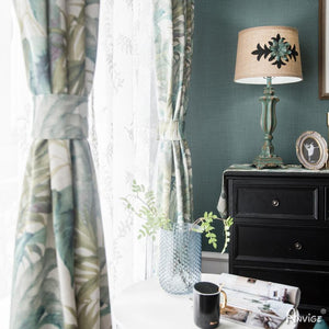 Pastoral Curtain ANVIGE Pastoral Cotton Linen Cloth Banana Leaves Printed,Grommet Window Curtain Blackout Curtains For Living Room,52''Wx63''L,1 Panel roman shades roman blinds curtains window treatment window shade window blind customized roman shades curtain drapes curtains for living room