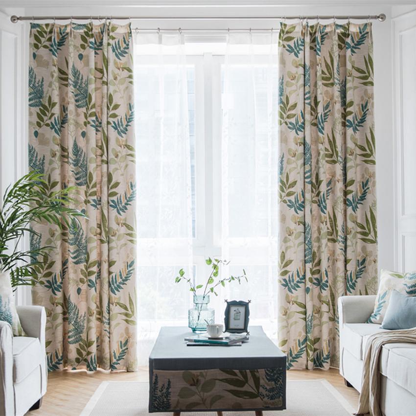 Pastoral Curtain ANVIGE Pastoral Cotton Linen Leaves Printed,Grommet Window Curtain Blackout Curtains For Living Room,52''Wx63''L,1 Panel roman shades roman blinds curtains window treatment window shade window blind customized roman shades curtain drapes curtains for living room