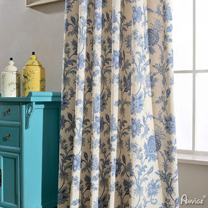 Pastoral Curtain ANVIGE Pastoral Cotton Linen Little Blue Flower Printed,Grommet Window Curtain Blackout Curtains For Living Room,52''Wx63''L,1 Panel roman shades roman blinds curtains window treatment window shade window blind customized roman shades curtain drapes curtains for living room