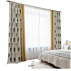 Pastoral Curtain ANVIGE Pastoral Cotton Linen Pineapple Printed,Grommet Window Curtain Blackout Curtains For Living Room,52''Wx63''L,1 Panel roman shades roman blinds curtains window treatment window shade window blind customized roman shades curtain drapes curtains for living room