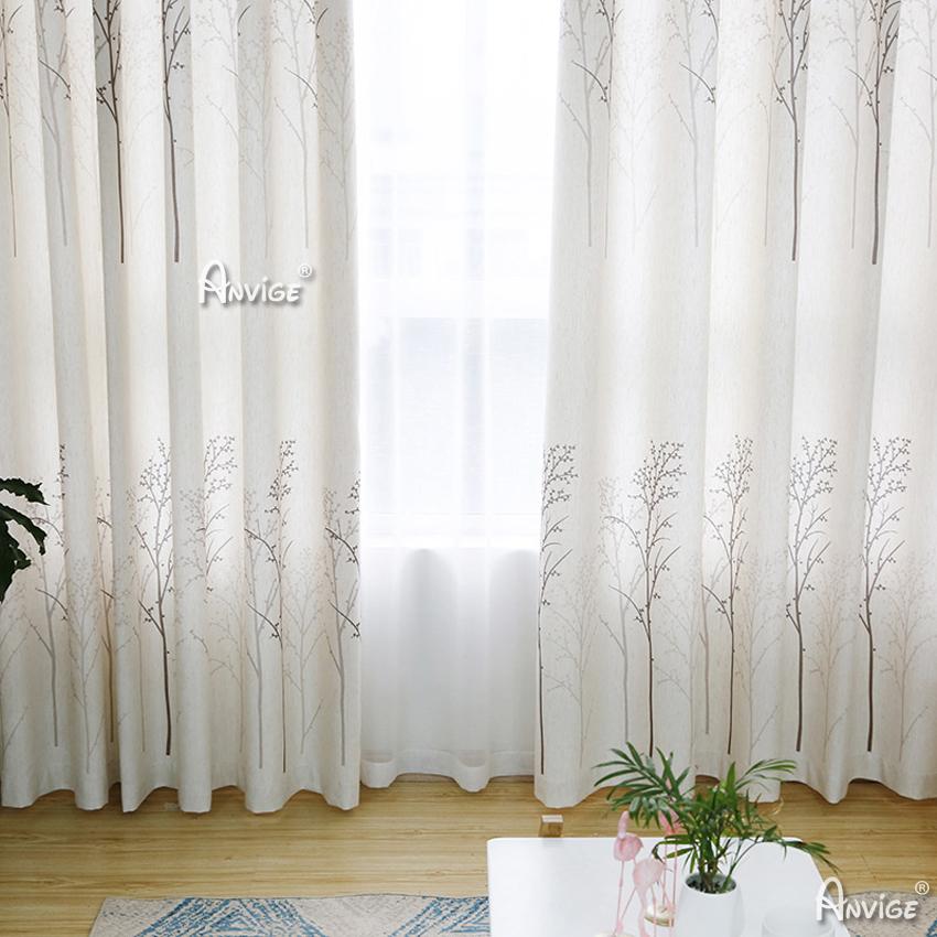 Pastoral Curtain ANVIGE Pastoral Cotton Linen Trees Printed,Grommet Window Curtain Blackout Curtains For Living Room,52''Wx63''L,1 Panel roman shades roman blinds curtains window treatment window shade window blind customized roman shades curtain drapes curtains for living room