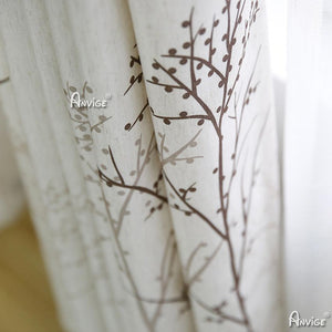 Pastoral Curtain ANVIGE Pastoral Cotton Linen Trees Printed,Grommet Window Curtain Blackout Curtains For Living Room,52''Wx63''L,1 Panel roman shades roman blinds curtains window treatment window shade window blind customized roman shades curtain drapes curtains for living room