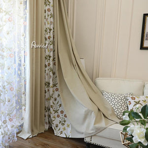 Pastoral Curtain ANVIGE Pastoral Cottton Linen Flowers Printed,Grommet Window Curtain Blackout Curtains For Living Room,52''Wx63''L,1 Panel roman shades roman blinds curtains window treatment window shade window blind customized roman shades curtain drapes curtains for living room