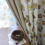 Pastoral Curtain ANVIGE Pastoral Cottton Linen Flowers Printed,Grommet Window Curtain Blackout Curtains For Living Room,52''Wx63''L,1 Panel roman shades roman blinds curtains window treatment window shade window blind customized roman shades curtain drapes curtains for living room