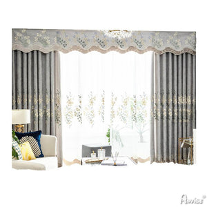 Luxury Curtain ANVIGE Pastoral Embossed Embroidered Curtains For the Living Room Customized Valance,Blackout and Sheer Window Curtain With Grommet Top,52''Wx84''L,1 Panel roman shades roman blinds curtains window treatment window shade window blind customized roman shades curtain drapes curtains for living room