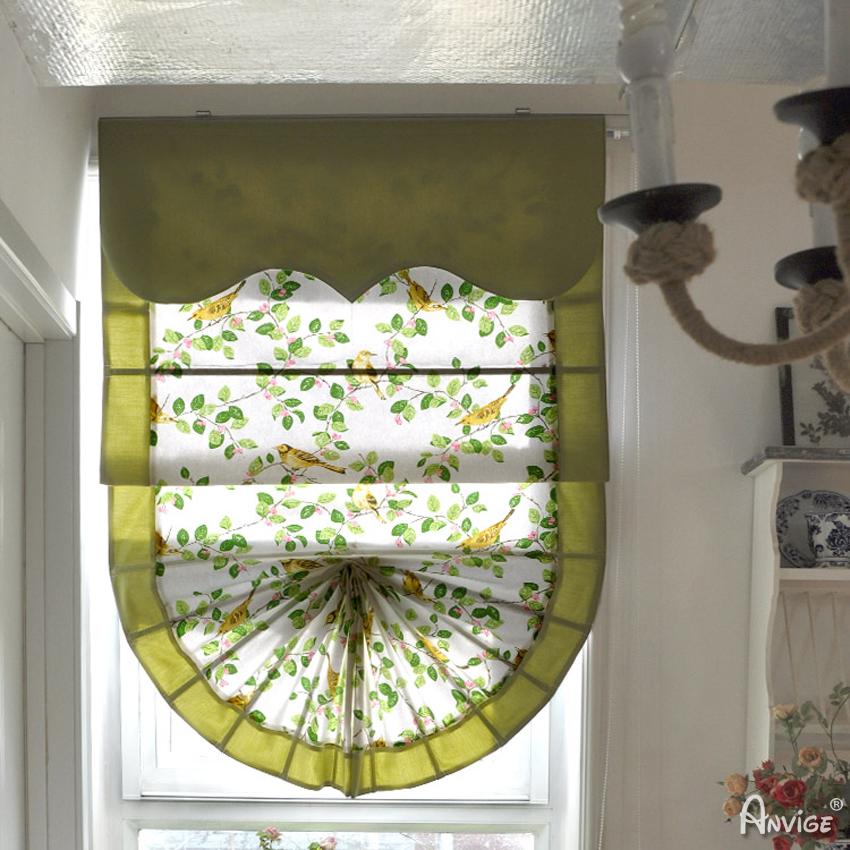 Roman Shade ANVIGE Pastoral Flower and Bird Printed Customized Roman Shades ,Easy Install Washable Curtains ,Customized Window Curtain Drape, 24"W X 64"H roman shades roman blinds curtains window treatment window shade window blind customized roman shades curtain drapes curtains for living room