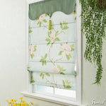 Roman Shade ANVIGE Pastoral Flowers With Green Valance Customized Roman Shades ,Easy Install Washable Curtains ,Customized Window Curtain Drape, 24"W X 64"H roman shades roman blinds curtains window treatment window shade window blind customized roman shades curtain drapes curtains for living room