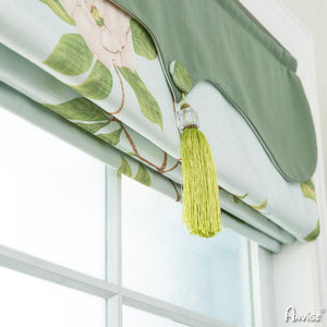 Roman Shade ANVIGE Pastoral Flowers With Green Valance Customized Roman Shades ,Easy Install Washable Curtains ,Customized Window Curtain Drape, 24"W X 64"H roman shades roman blinds curtains window treatment window shade window blind customized roman shades curtain drapes curtains for living room