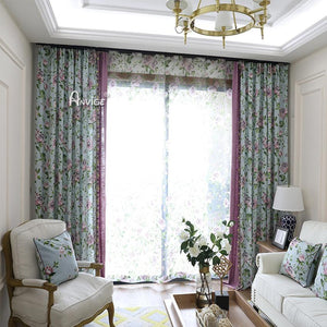 Pastoral Curtain ANVIGE Pastoral High Quality Cotton Linen Flower Printed,Grommet Window Curtain Blackout Curtains For Living Room,52''Wx63''L,1 Panel roman shades roman blinds curtains window treatment window shade window blind customized roman shades curtain drapes curtains for living room