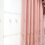 Anvige Home Textile Luxury Curtain ANVIGE Pastoral Leaves Embroidered Curtain With Valance,Custom Made Blackout Window Drapes For Living Room