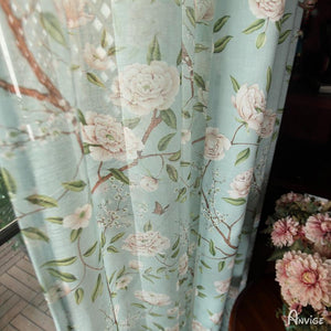 Pastoral Curtain ANVIGE Pastoral Light Blue Flowers Printed,Grommet Window Curtain Blackout Curtains For Living Room,52''Wx63''L,1 Panel roman shades roman blinds curtains window treatment window shade window blind customized roman shades curtain drapes curtains for living room