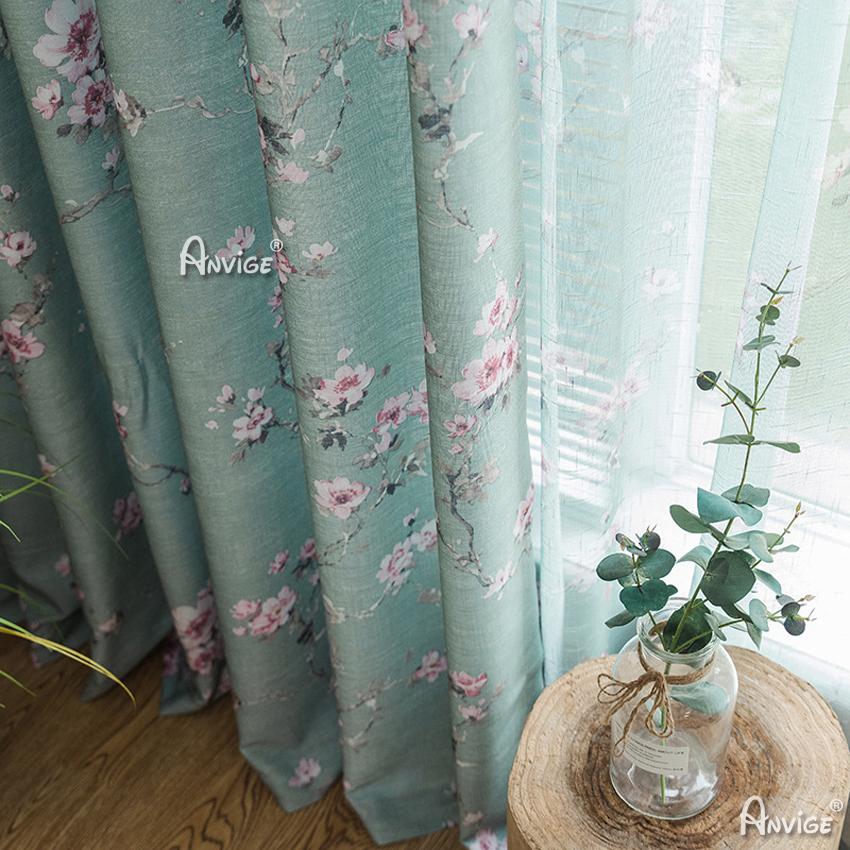 Pastoral Curtain ANVIGE Pastoral Natural Cotton Linen Foral,Grommet Window Curtain Blackout Curtains For Living Room,52''Wx63''L,1 Panel roman shades roman blinds curtains window treatment window shade window blind customized roman shades curtain drapes curtains for living room