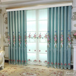 Luxury Curtain ANVIGE Pastoral Red and Blue Flowers High Quality Embroidered Curtains Luxury Valance,Blackout and Sheer Window Curtain With Grommet Top,52''Wx84''L,1 Panel roman shades roman blinds curtains window treatment window shade window blind customized roman shades curtain drapes curtains for living room