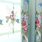 Luxury Curtain ANVIGE Pastoral Red and Blue Flowers High Quality Embroidered Curtains Luxury Valance,Blackout and Sheer Window Curtain With Grommet Top,52''Wx84''L,1 Panel roman shades roman blinds curtains window treatment window shade window blind customized roman shades curtain drapes curtains for living room