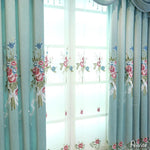 Luxury Curtain ANVIGE Pastoral Red and Blue Flowers High Quality Embroidered Curtains Luxury Valance,Blackout and Sheer Window Curtain With Grommet Top,52''Wx84''L,1 Panel roman shades roman blinds curtains window treatment window shade window blind customized roman shades curtain drapes curtains for living room