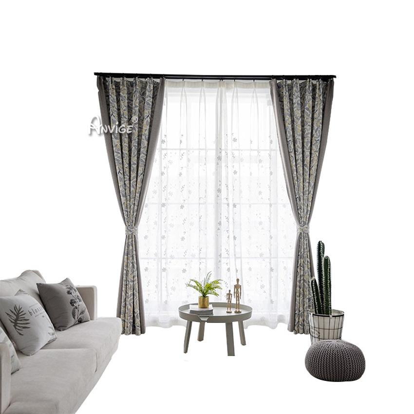 Pastoral Curtain ANVIGE Pastoral Small Leaves Printed Curtains,Grommet Window Curtain Blackout Curtains For Living Room,52''Wx63''L,1 Panel roman shades roman blinds curtains window treatment window shade window blind customized roman shades curtain drapes curtains for living room