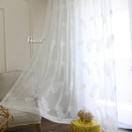 Sheer Curtain ANVIGE Pastoral White Feathers Embroidered,Grommet Window Curtain Sheer Curtains For Living Room,52''Wx63''L,1 Panel roman shades roman blinds curtains window treatment window shade window blind customized roman shades curtain drapes curtains for living room