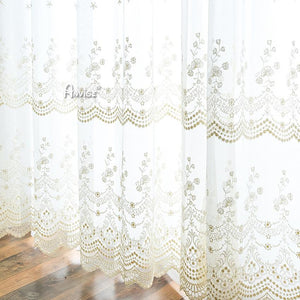 Sheer Curtain ANVIGE Pastoral White Flowers Embroidered,Grommet Window Curtain Sheer Curtains For Living Room,52''Wx63''L,1 Panel roman shades roman blinds curtains window treatment window shade window blind customized roman shades curtain drapes curtains for living room