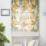 Roman Shade ANVIGE Pastoral Yellow Flowers Customized Printed Roman Shades ,Easy Install Washable Curtains ,Customized Window Curtain Drape, 24"W X 64"H roman shades roman blinds curtains window treatment window shade window blind customized roman shades curtain drapes curtains for living room