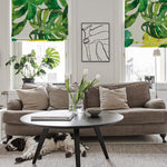 Roman Shade ANVIGE Tropical Forest Green Banana Leaves Printed Customized Roman Shades ,Easy Install Washable Curtains ,Customized Window Curtain Drape, 24"W X 64"H roman shades roman blinds curtains window treatment window shade window blind customized roman shades curtain drapes curtains for living room