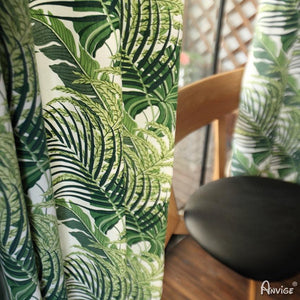 Pastoral Curtain ANVIGE Tropical Green Banana Leaves Printed,Grommet Window Curtain Blackout Curtains For Living Room,52''Wx63''L,1 Panel roman shades roman blinds curtains window treatment window shade window blind customized roman shades curtain drapes curtains for living room